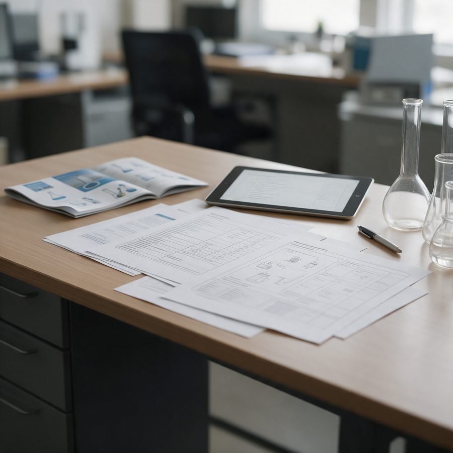 Lecture du cahier des charges d’un laboratoire, documents techniques et catalogue